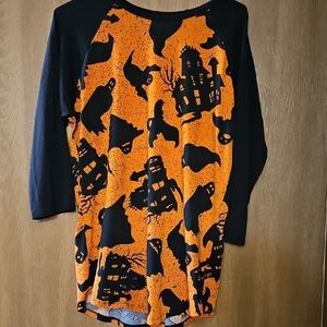 LuLaRoe Orange and Black Halloween Long Sleeve Tee